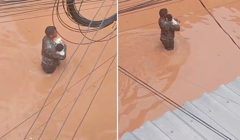 Resgate Heroico: Bebê Salvo em Enchente Devastadora em Minas Gerais - Assista ao Vídeo