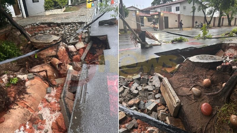 Cratera Gigante Surge em Stella Maris Após Tempestades Intensas; Assista ao Vídeo Impactante