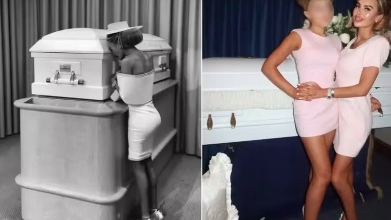 Influencer gera polêmica ao compartilhar fotos com caixão da filha