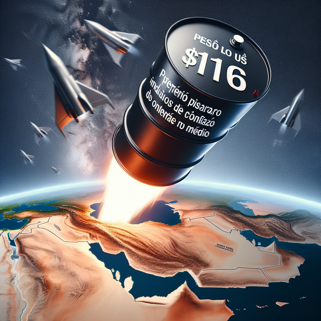 Preço do Petróleo Dispara para US$ 116 o Barril com Indícios de Intensificação do Conflito no Oriente Médio