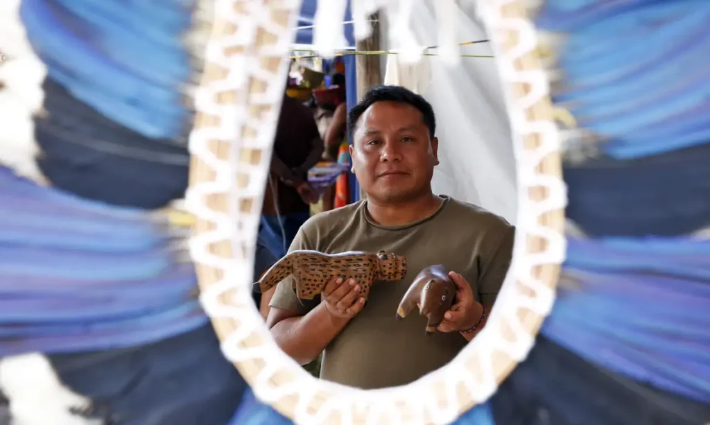 Desmatamento afeta produção de cocares entre indígenas brasileiros