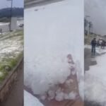 Granizo bloqueia estrada e causa estragos em residências em SP
