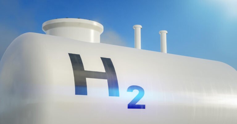 imagem é uma foto que mostra um tanque de armazenamento de hidrogênio
