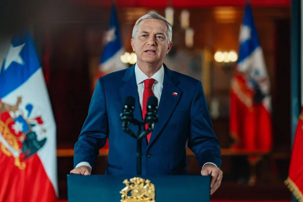 Jose Antonio Kast em seu primeiro pronunciamento na TV chilena