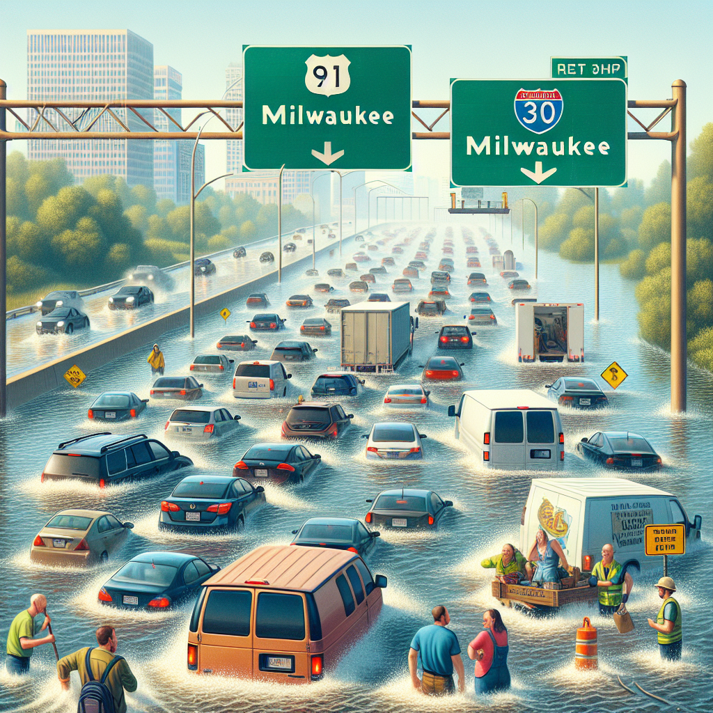 Motoristas Retidos: Alagamentos Interrompem Rodovia em Milwaukee