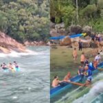 Turistas são salvos após canoas afundarem durante passeio