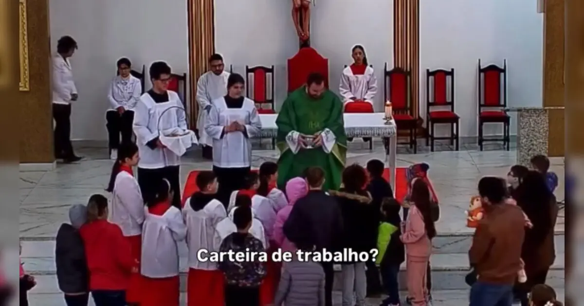 durante missa, menino diz ter medo de carteira de trabalho e viraliza