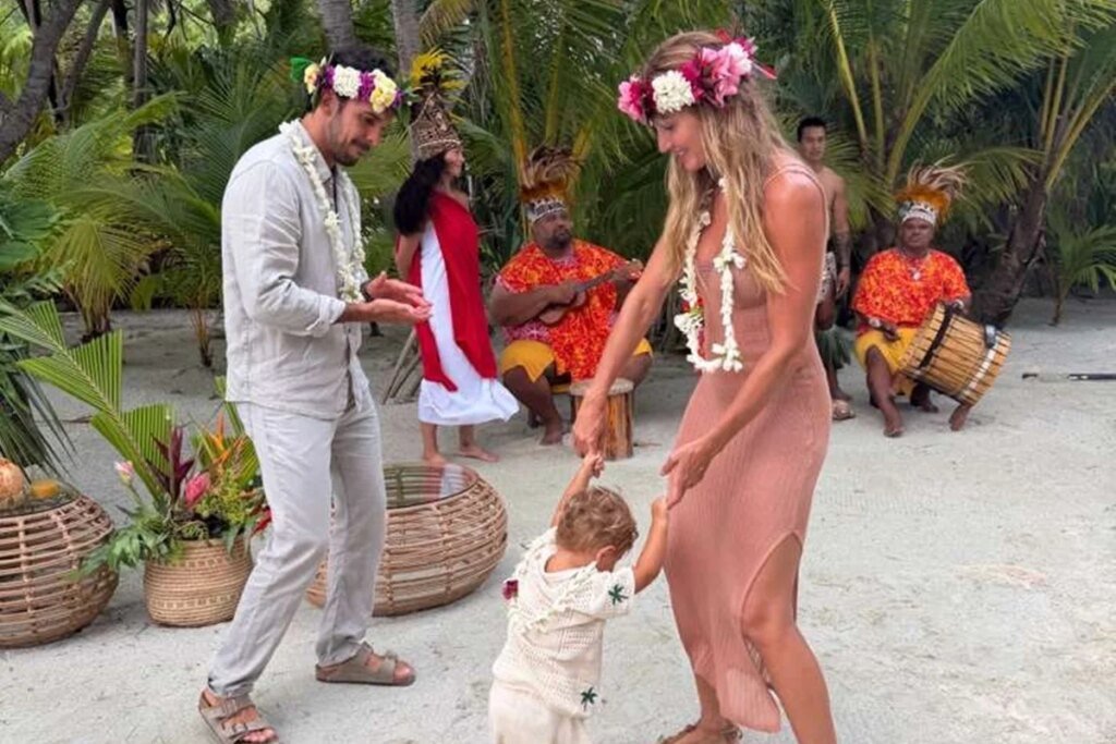 Gisele Bündchen mostra férias com filho de 1 ano e Joaquim Valente