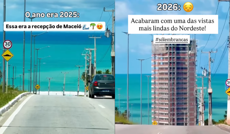 Vídeo mostra transformação da entrada de Maceió após construção de prédio