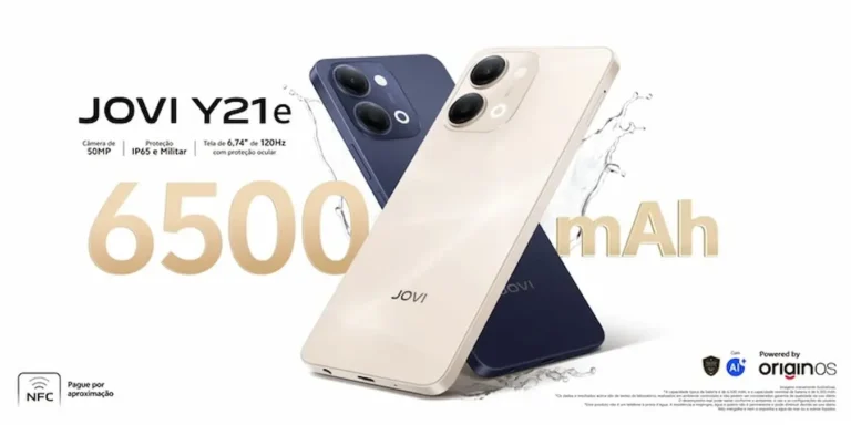Jovi apresenta Y21e no Brasil com bateria robusta de 6.500 mAh